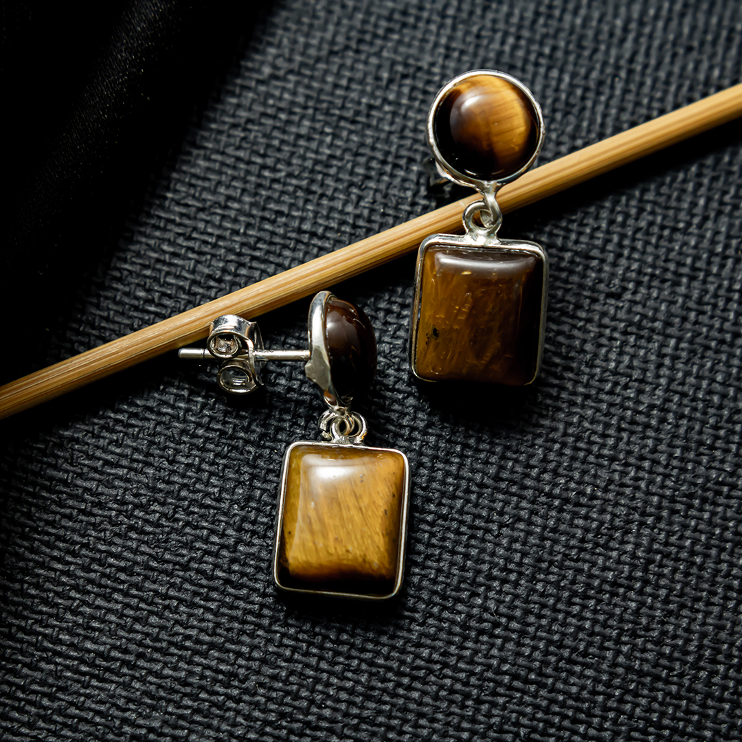 Tiger eye dainty earrings