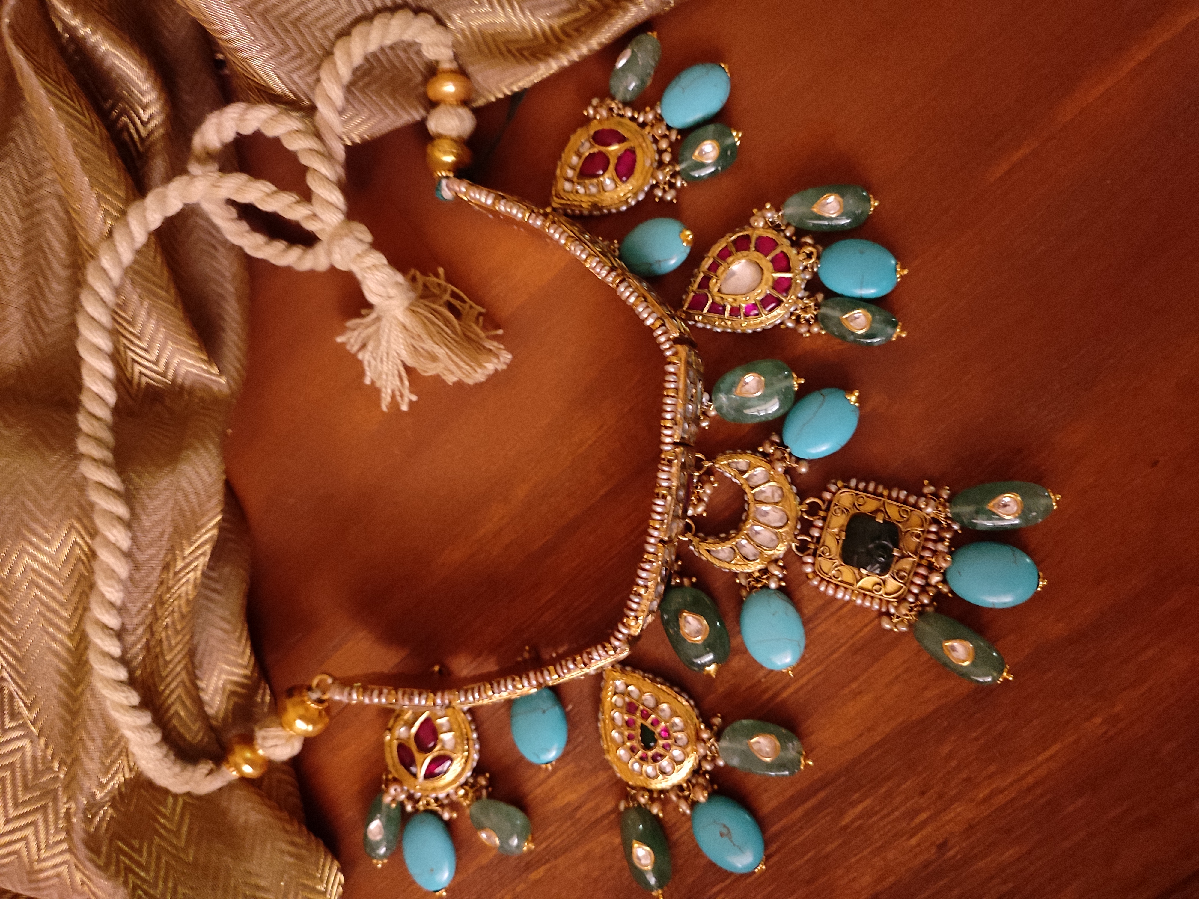 Gharana Navratan Kundan Necklace Set