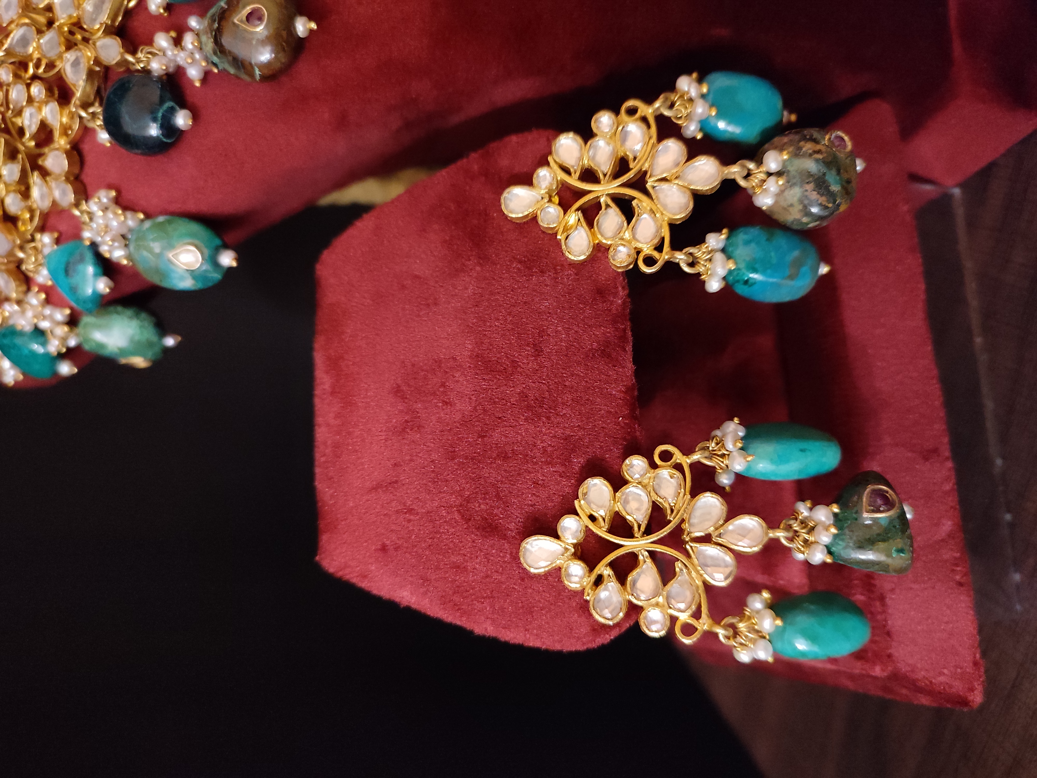 Gharana Green Kundan Necklace Set