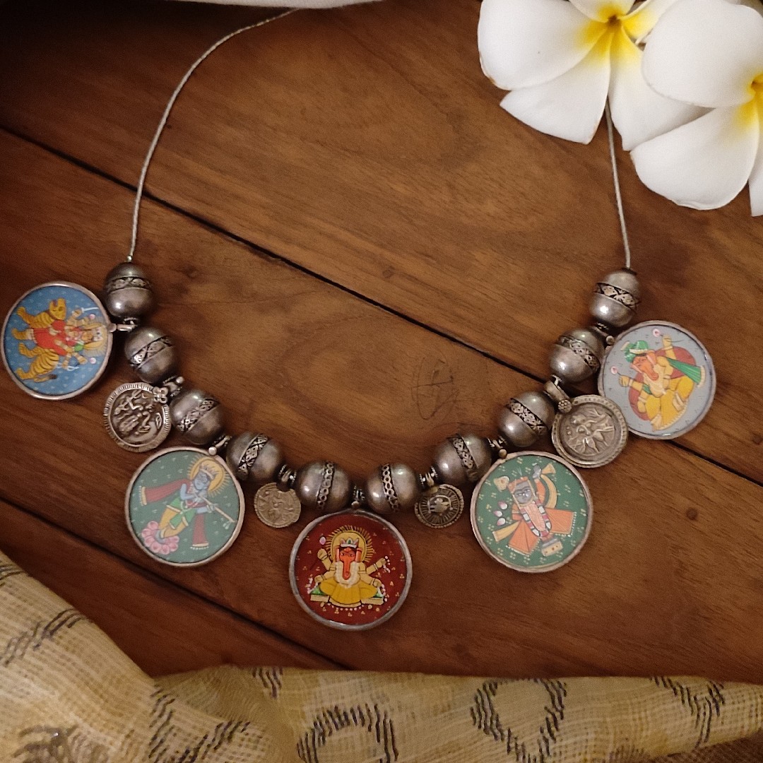 Afsana Hand-painted Silver Necklace