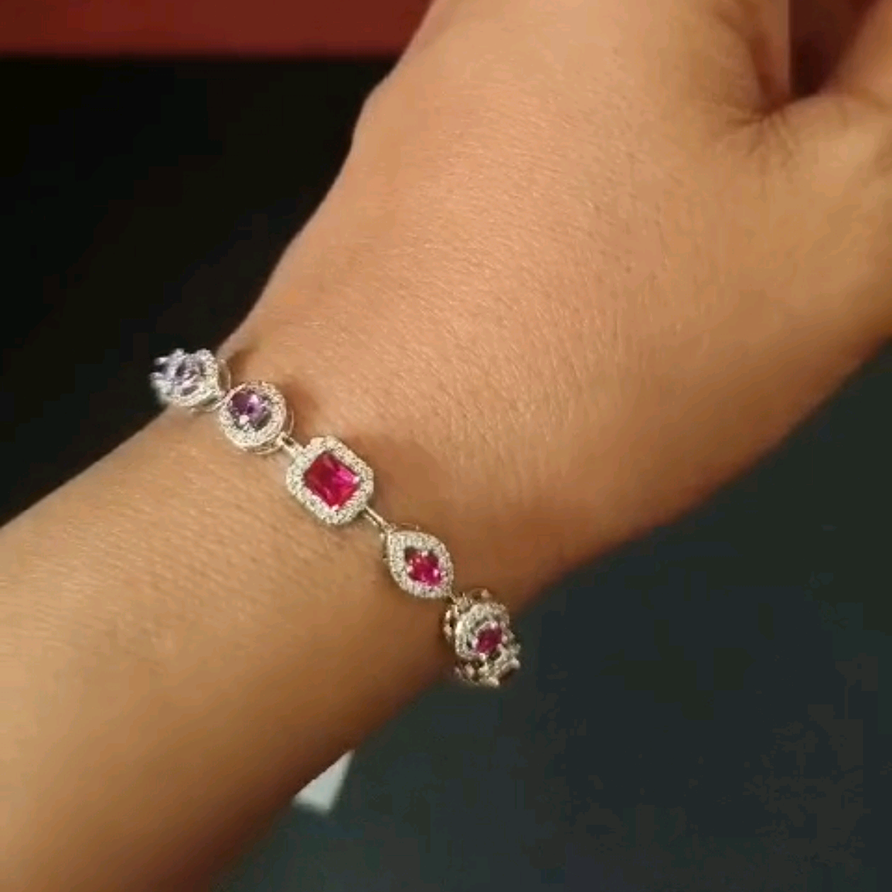 Multi Color cz bracelet in silver 