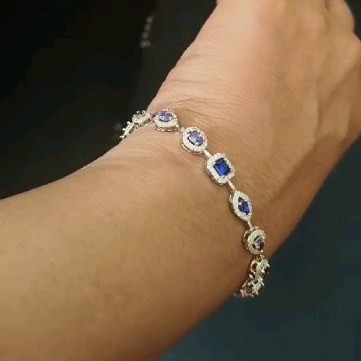 Multi Color cz bracelet in silver 