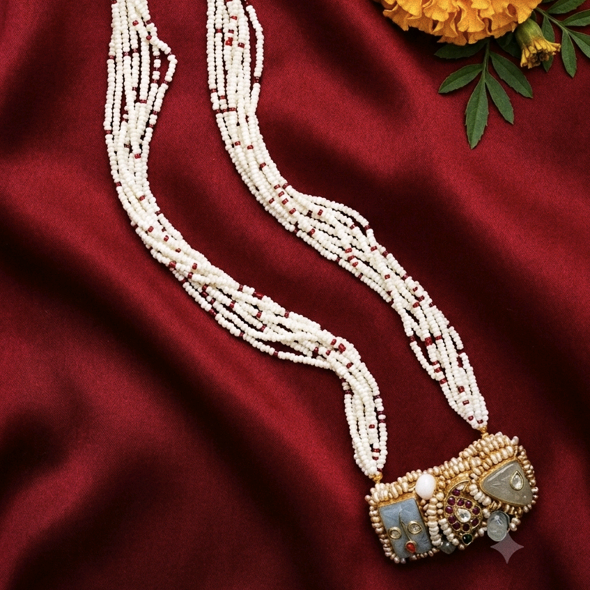 Gharana Fusion Pendant with Pearl Chain