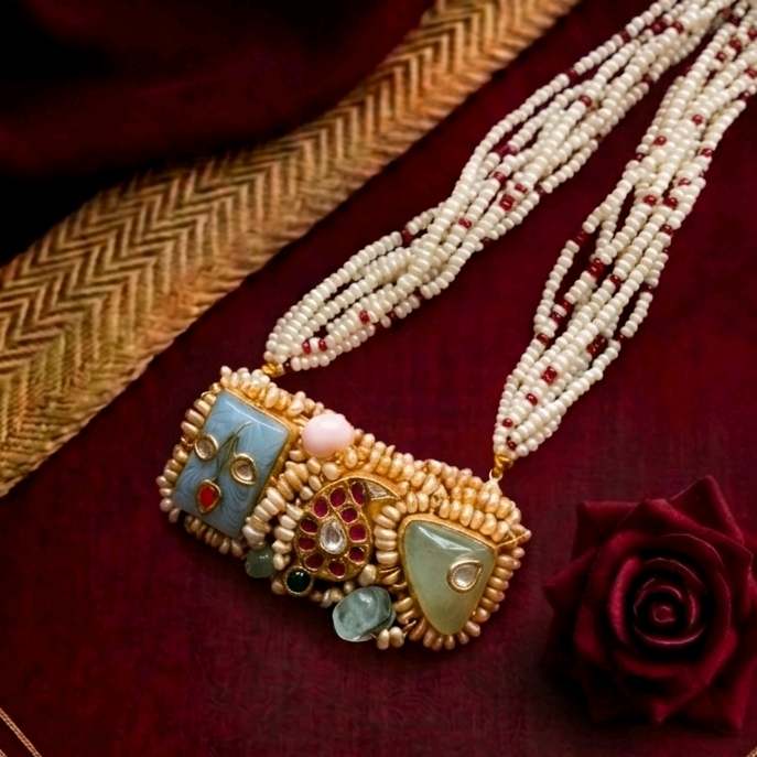 Gharana Fusion Pendant with Pearl Chain