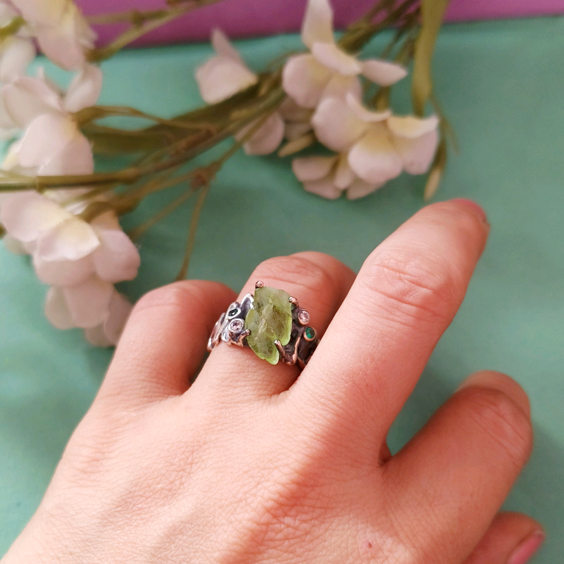 Eraa Peridot Designer Ring 3