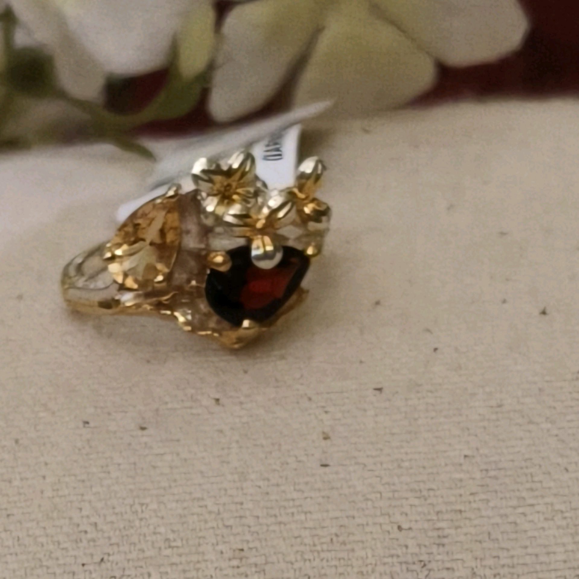 Eraa Garnet and Citrine Designer Ring 