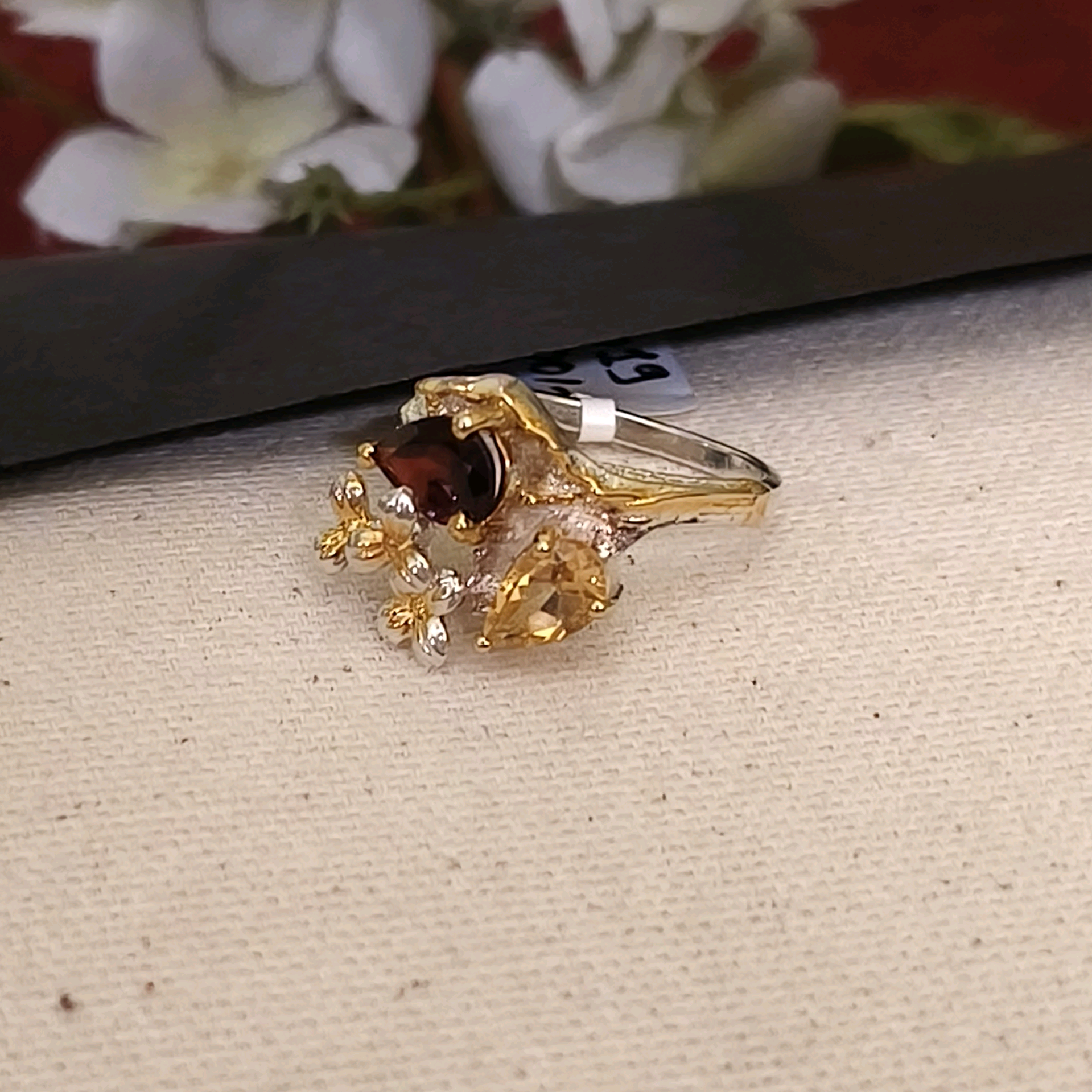 Eraa Garnet and Citrine Designer Ring 