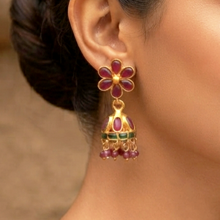 Marigold Festive Flower Top Jhumkas
