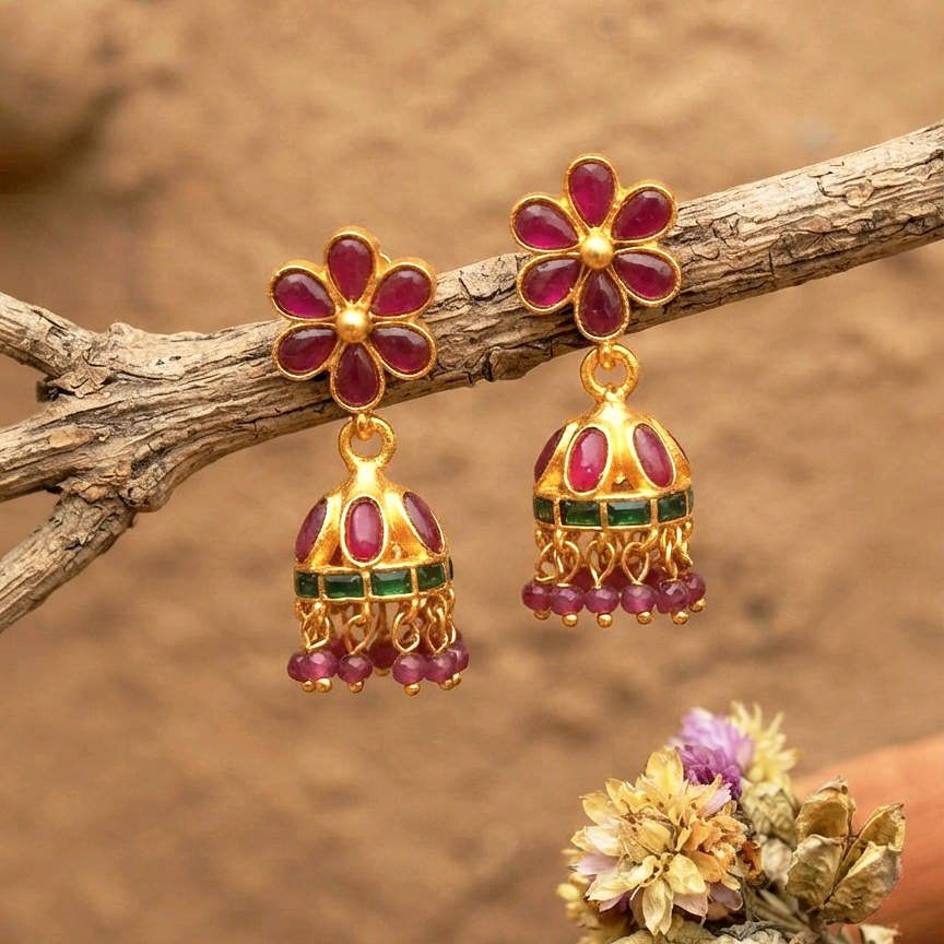 Marigold Festive Flower Top Jhumkas