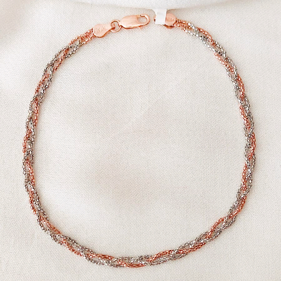 Dual tone braided anklet