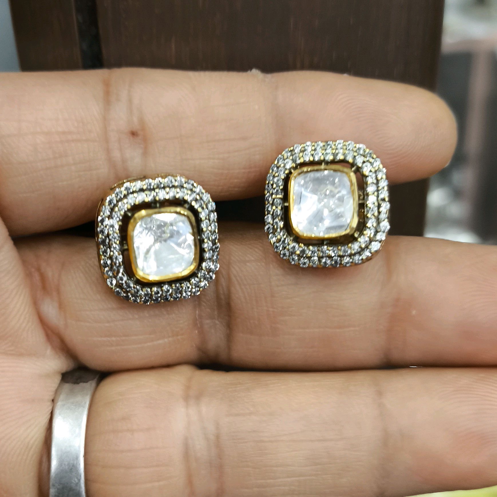 Nayaab Square Moissanite Stud 