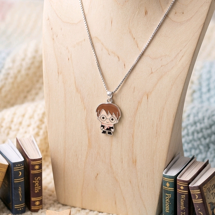 Brown Enamel Harry Potter Pendant With Chain 15