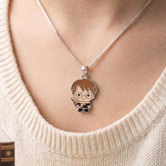Brown Enamel Harry Potter Pendant With Chain 15