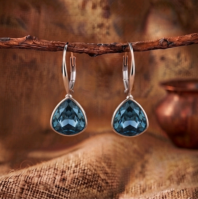 Sky blue Swarovski danglers
