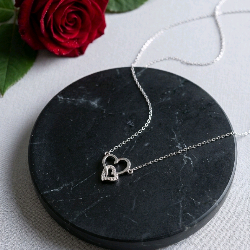 CZ Heart Pendant Necklace 