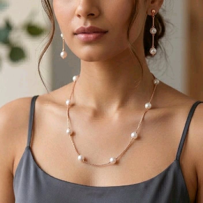 Rose Gold Natural pearl Necklace 