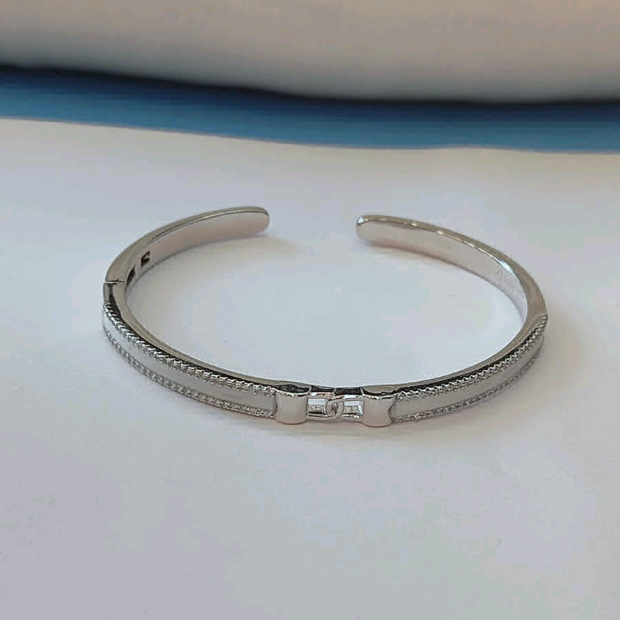 White Enamel CZ Bracelet In Silver 