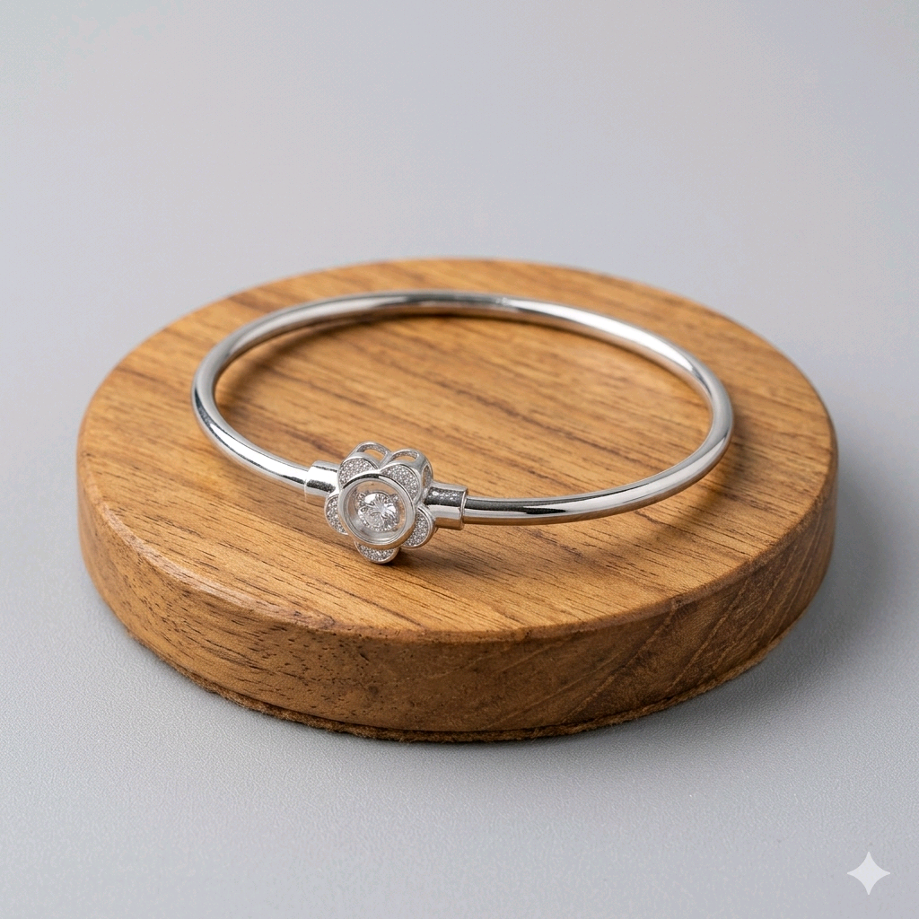 CZ Flower Silver Bracelet 