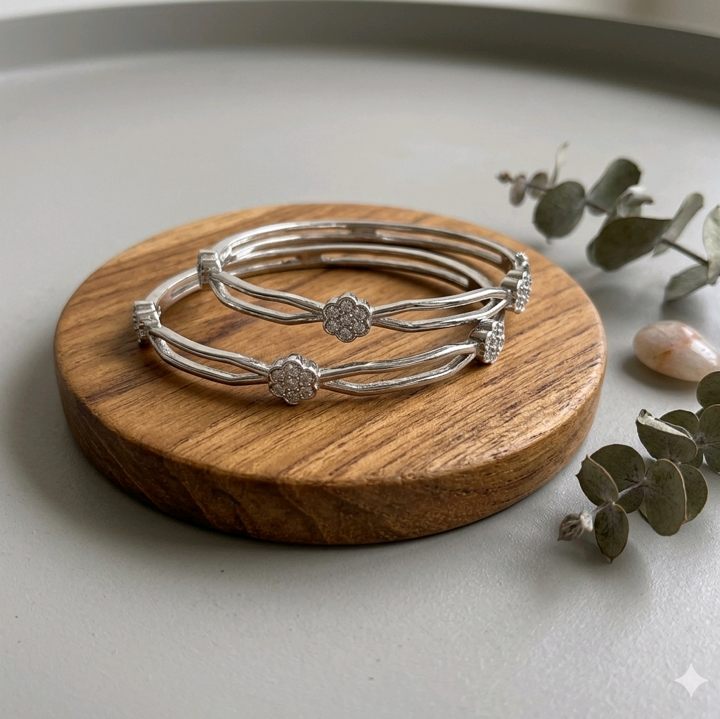 Silver CZ Eternity Bangles 