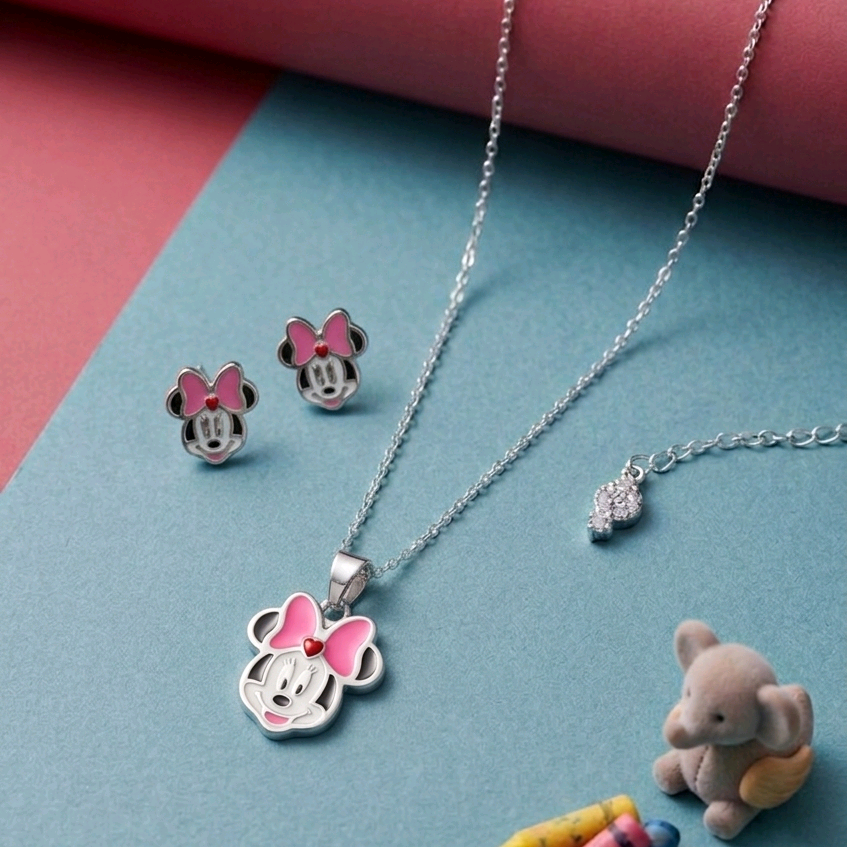 Pink Enamel Mini Pendant Set