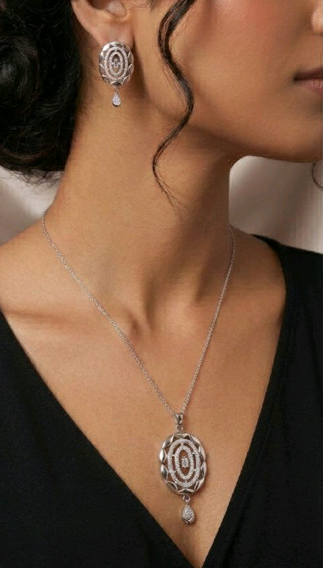 Oval Shape CZ Pendant Set