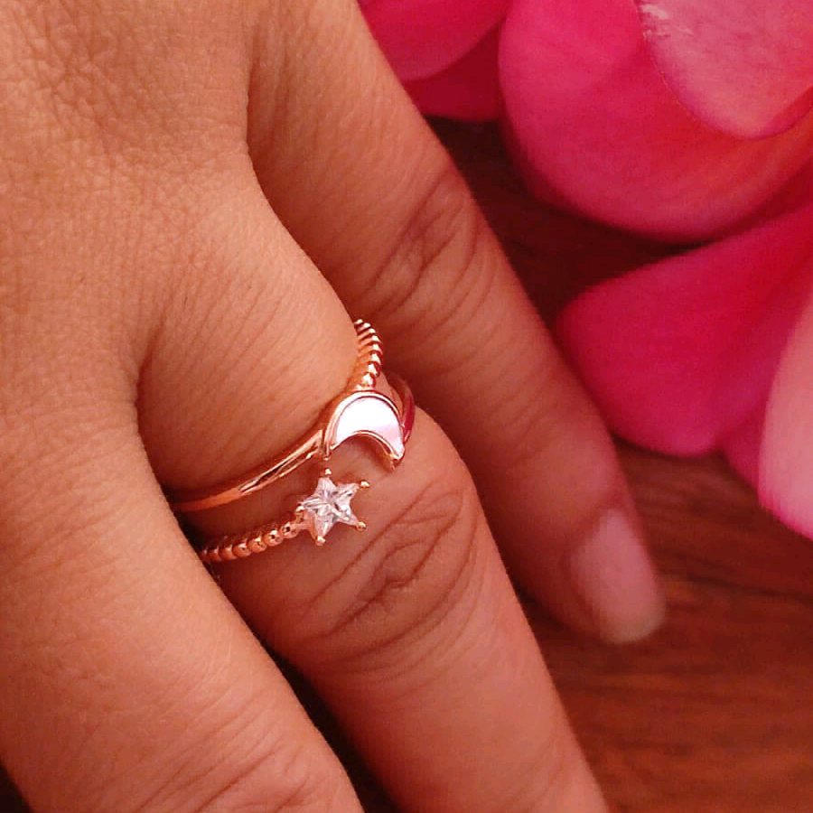 Moon N Star Rose Gold Ring