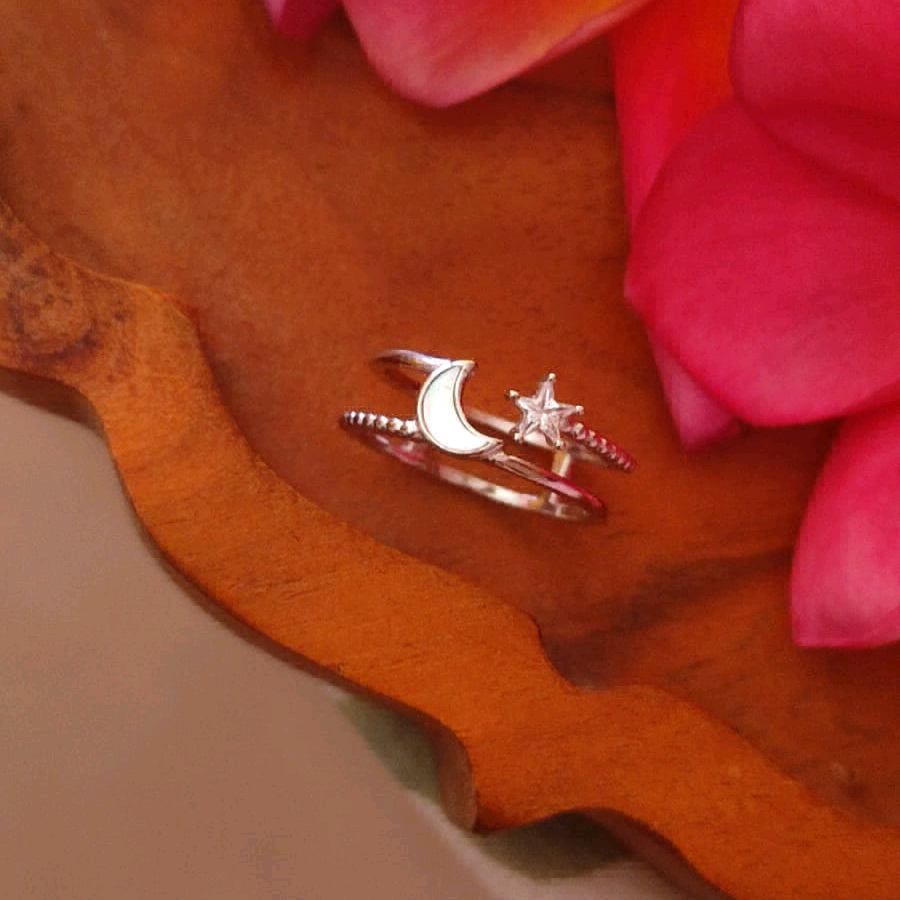 Moon N Star Silver Ring 