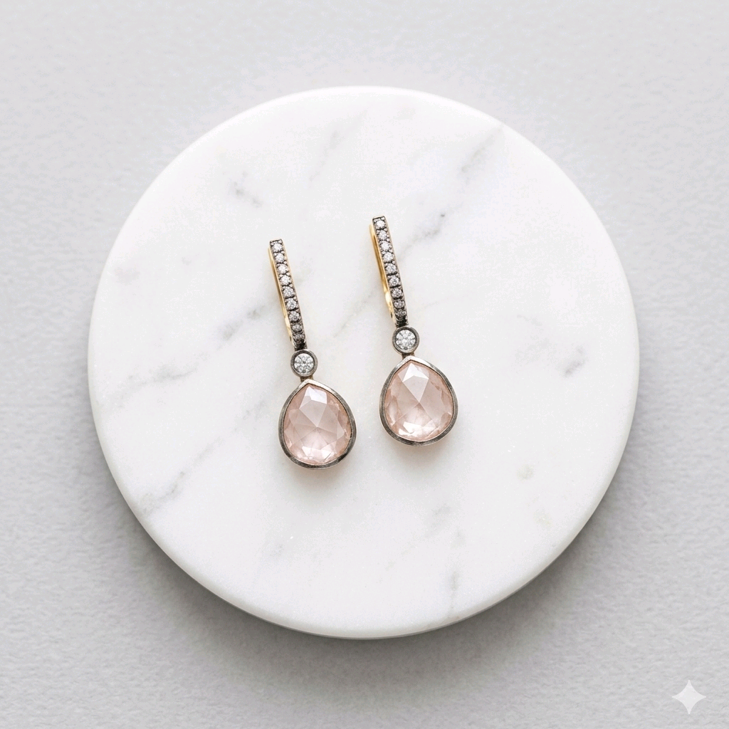 Moissanite Polki Hoop Earrings 