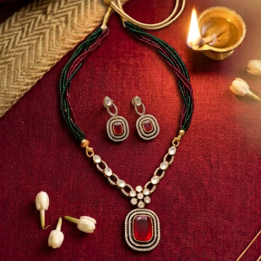 Pink Moissanite Pendant Set 