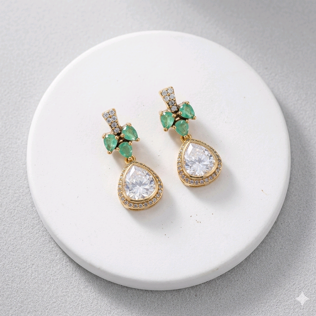 Moissanite Green Earrings 