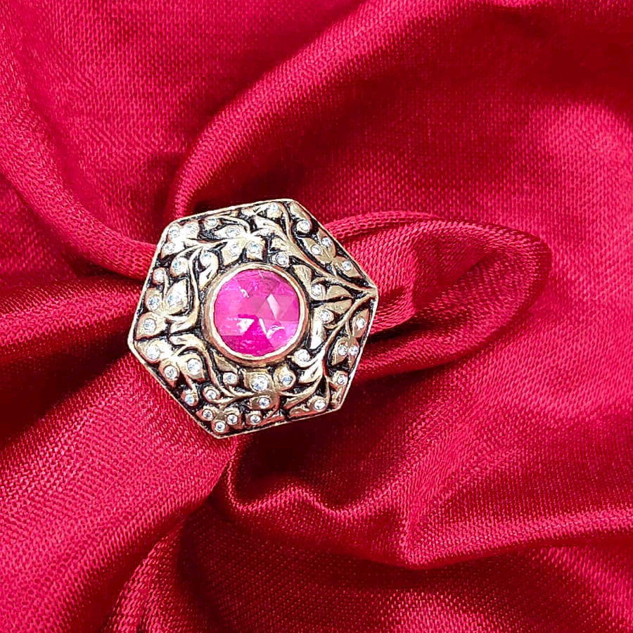 Moissanite Pink Ring