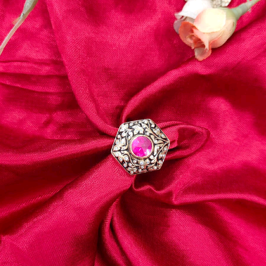 Moissanite Pink Ring