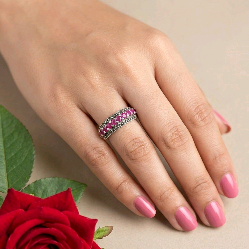 Pink Marcasite Ring