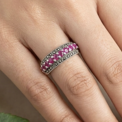 Pink Marcasite Ring