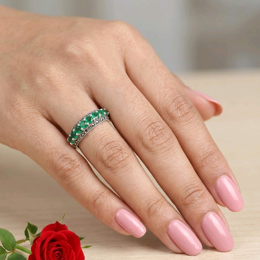 Green Marcasite Ring 