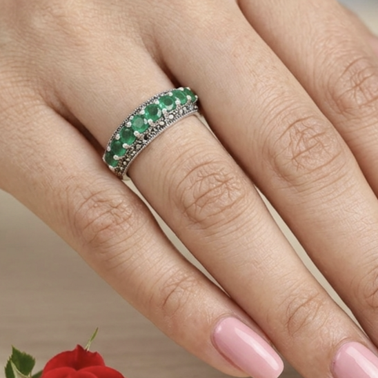 Green Marcasite Ring 
