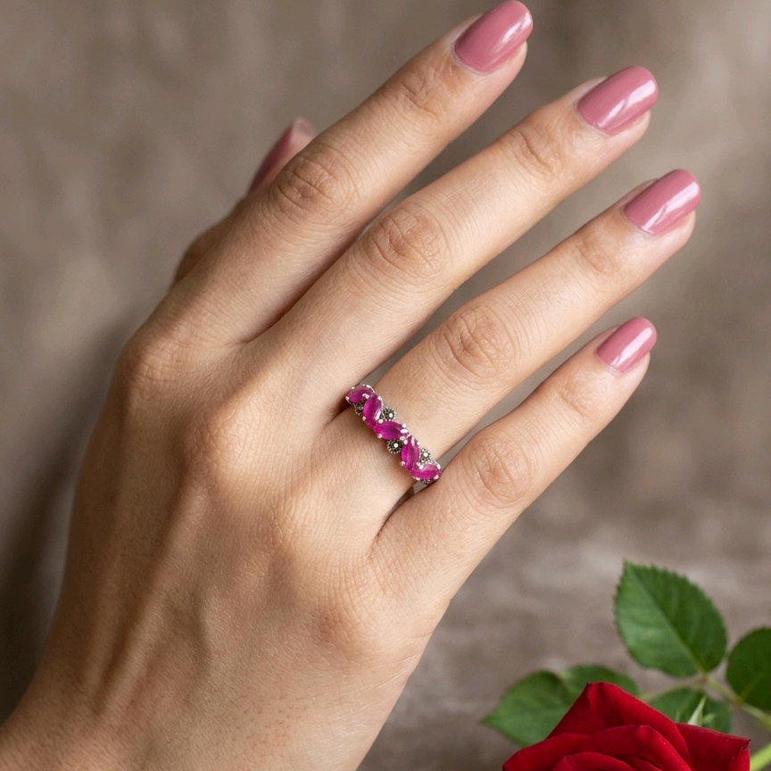 Pink Marcasite Ring 