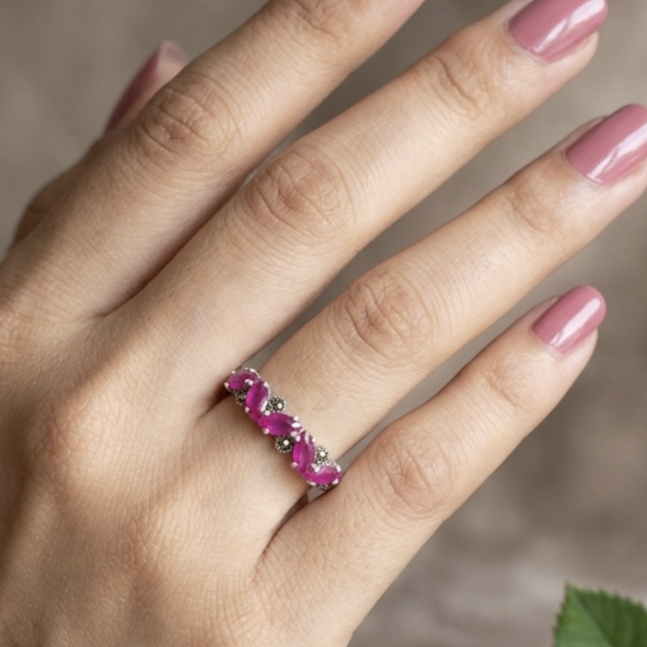 Pink Marcasite Ring 