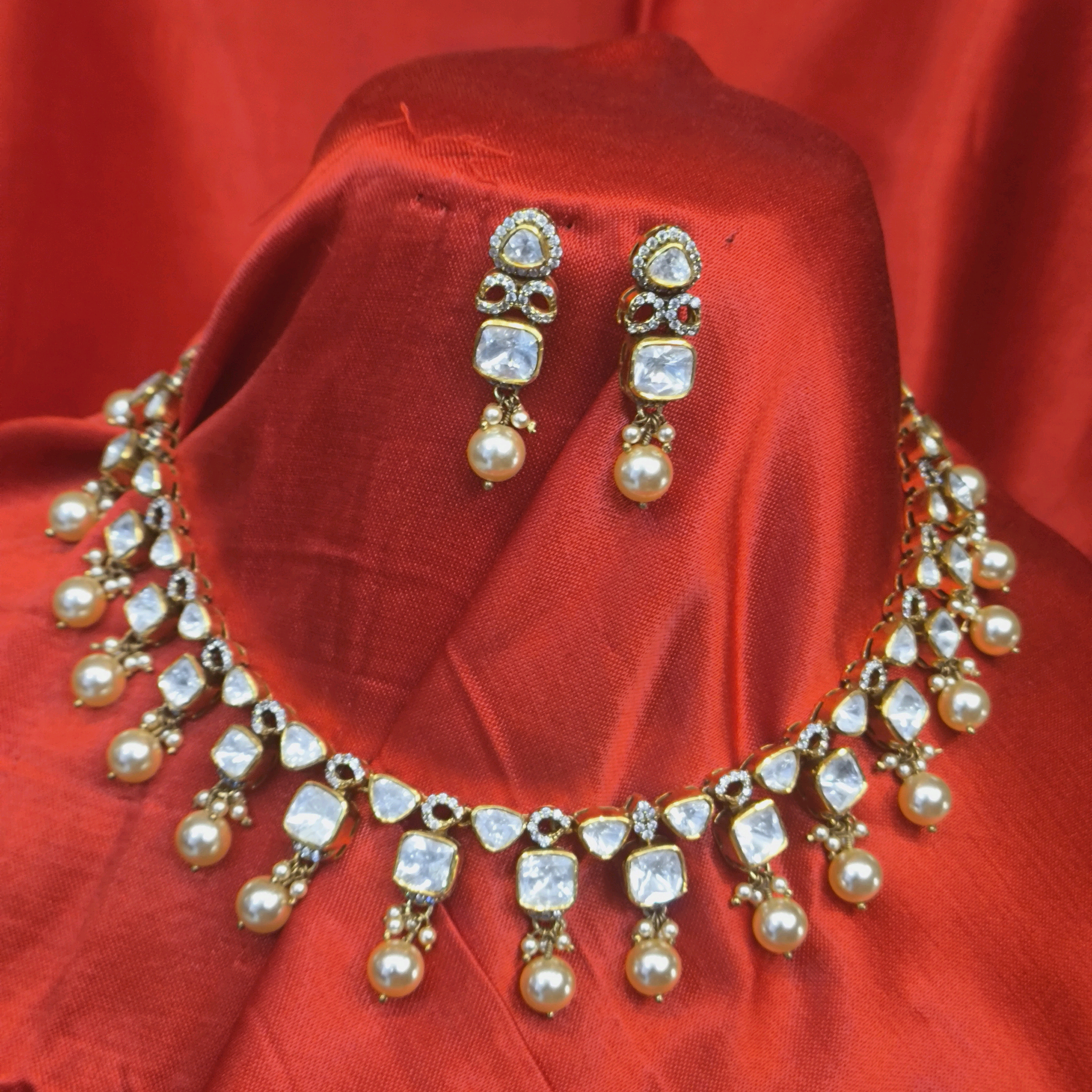 Moissanite Pearl Nacklace Set