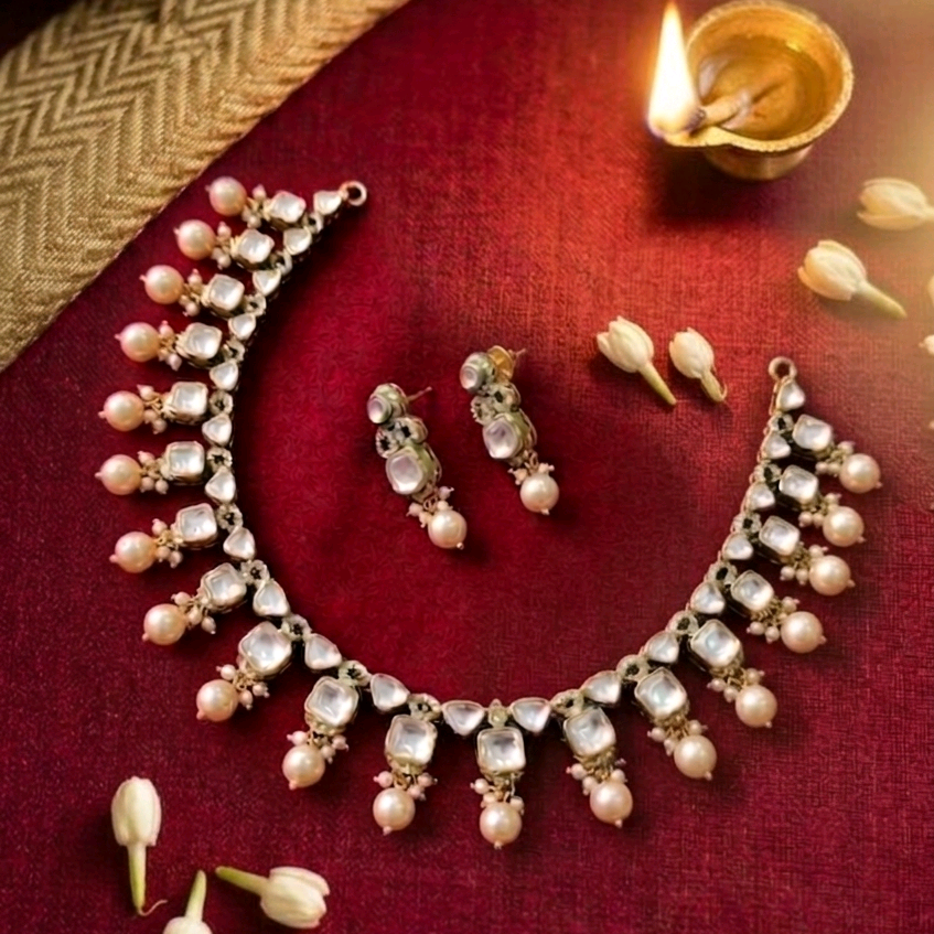 Moissanite Pearl Nacklace Set