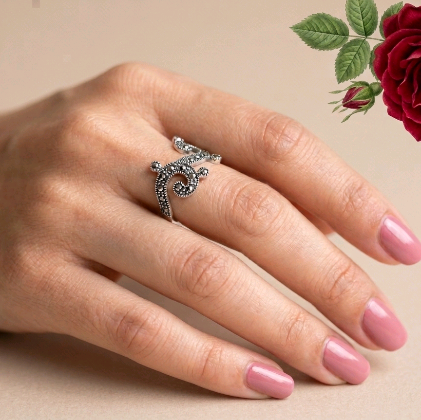 Marcasite Crown Ring 
