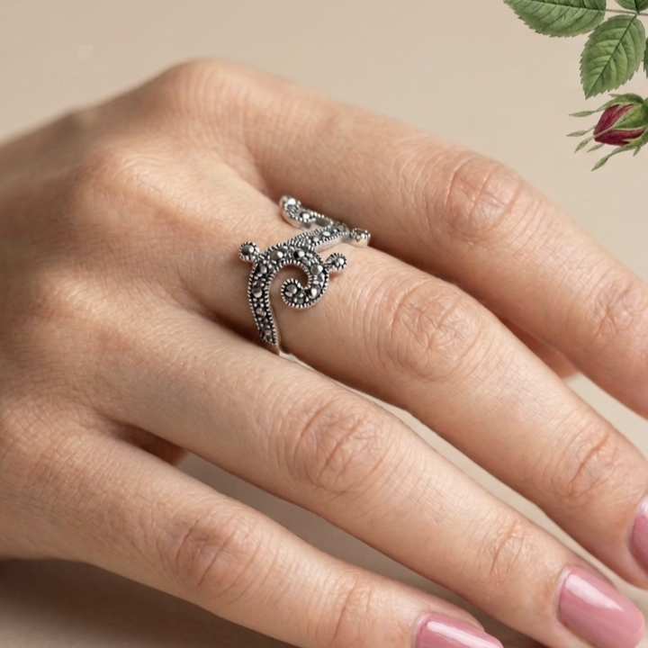 Marcasite Crown Ring 