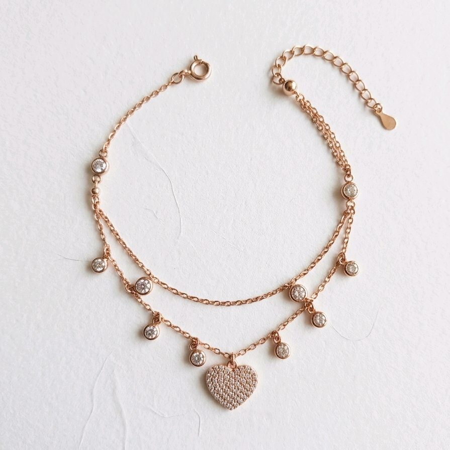 Heart Charm Silver Bracelet