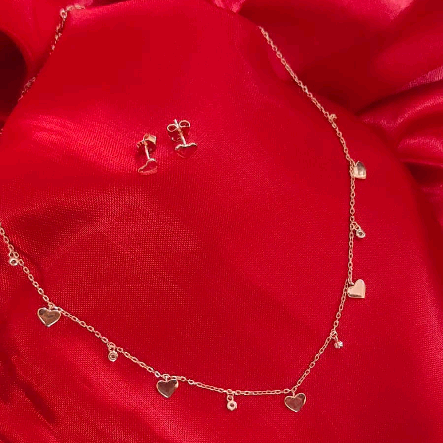 Sparkling Heart Charm Nacklace 