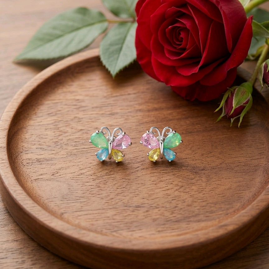 Rainbow Butterfly Studs