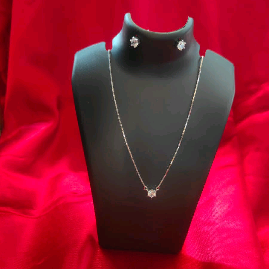 CZ Silver Pendant Set 
