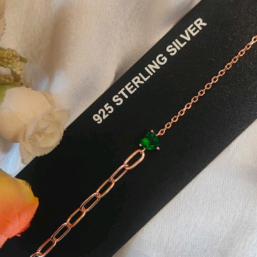 Green Square Cut Silver Bracelet 