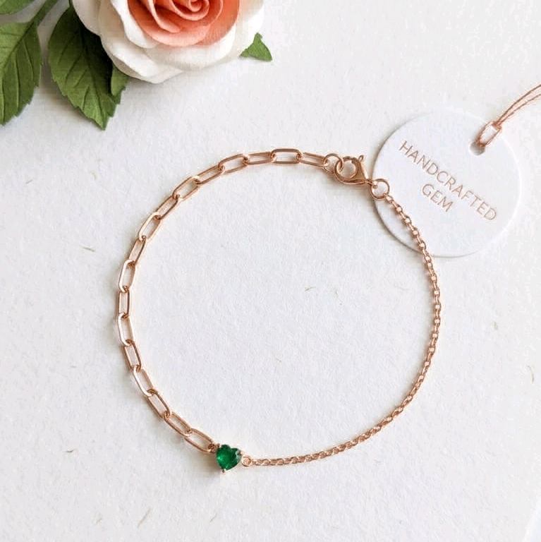 Green Square Cut Silver Bracelet 