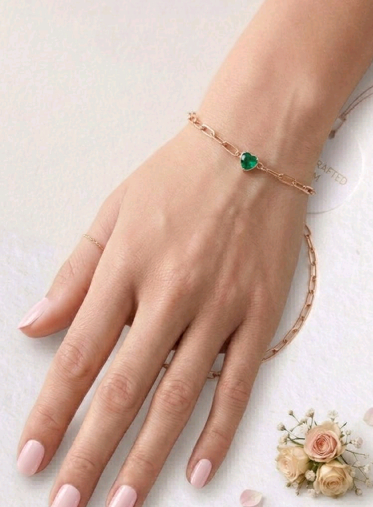Green Square Cut Silver Bracelet 