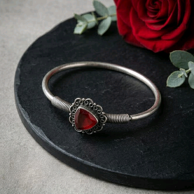 Pink Onyx Silver Bracelet 